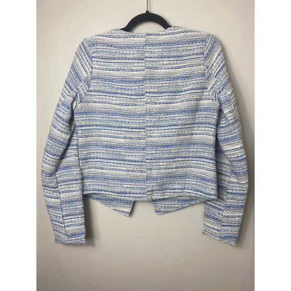 AS BY DF JACKET XS BLAZER GOLDIE BLUE CHAMBRAY MARLED IVORY WHITE LEATHER - Picture 5 of 15